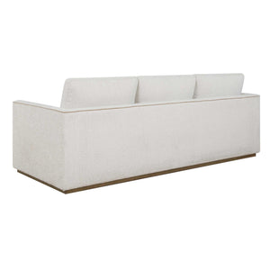 Uttermost Lorien Cream Boucle Sofa with Walnut Plinth Base for Modern Living Rooms