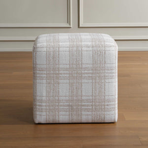 Uttermost Joie Chenille Plaid Cube Ottoman Plush Accent Seating for Any Room