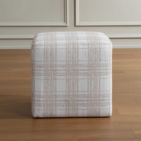 Uttermost Joie Chenille Plaid Cube Ottoman Plush Accent Seating for Any Room