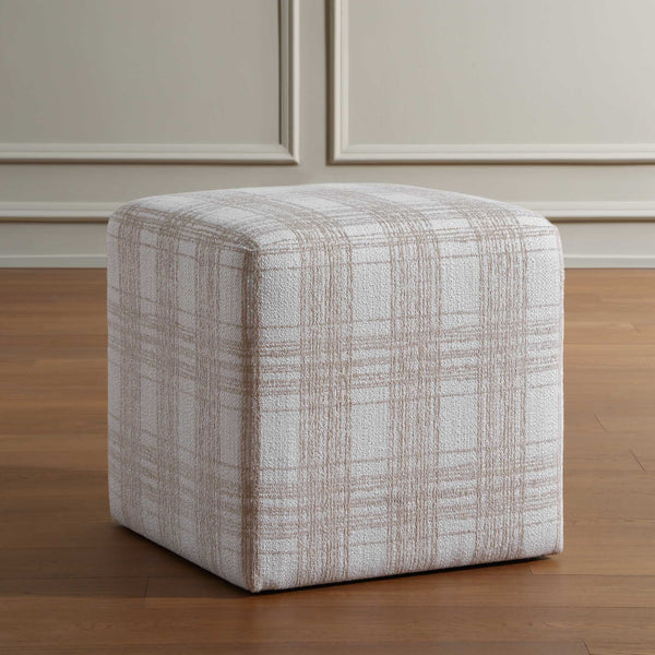Uttermost Joie Chenille Plaid Cube Ottoman Plush Accent Seating for Any Room
