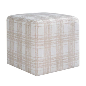 Uttermost Joie Chenille Plaid Cube Ottoman Plush Accent Seating for Any Room