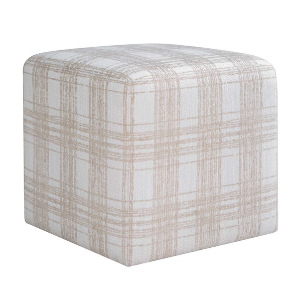 Uttermost Joie Chenille Plaid Cube Ottoman Plush Accent Seating for Any Room