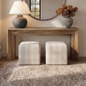 Uttermost Joie Chenille Plaid Cube Ottoman Plush Accent Seating for Any Room