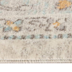 Homeroots 5' X 7' Blue And Orange Floral Stain Resistant Indoor Outdoor Area Rug Beige Polypropylene 531489