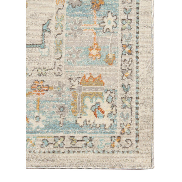 Homeroots 8' X 10' Blue And Orange Floral Stain Resistant Indoor Outdoor Area Rug Beige Polypropylene 531490