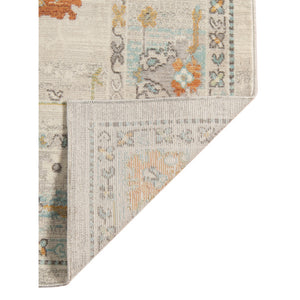 Homeroots 8' X 10' Blue And Orange Floral Stain Resistant Indoor Outdoor Area Rug Beige Polypropylene 531490