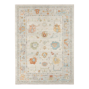 Homeroots 9' X 12' Blue And Orange Floral Stain Resistant Indoor Outdoor Area Rug Beige Polypropylene 531491