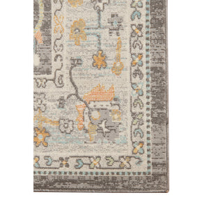 Homeroots 8' X 10' Gray And Orange Floral Stain Resistant Indoor Outdoor Area Rug Taupe Polypropylene 531494