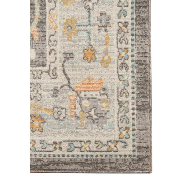 Homeroots 9' X 12' Gray And Orange Floral Stain Resistant Indoor Outdoor Area Rug Taupe Polypropylene 531495