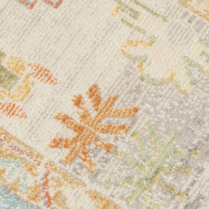 HomeRoots 5' Blue and Orange Floral Area Rug - Stain Resistant, Durable Design for Indoor or Outdoor Spaces Aqua 5'1" x 7'6" 531497