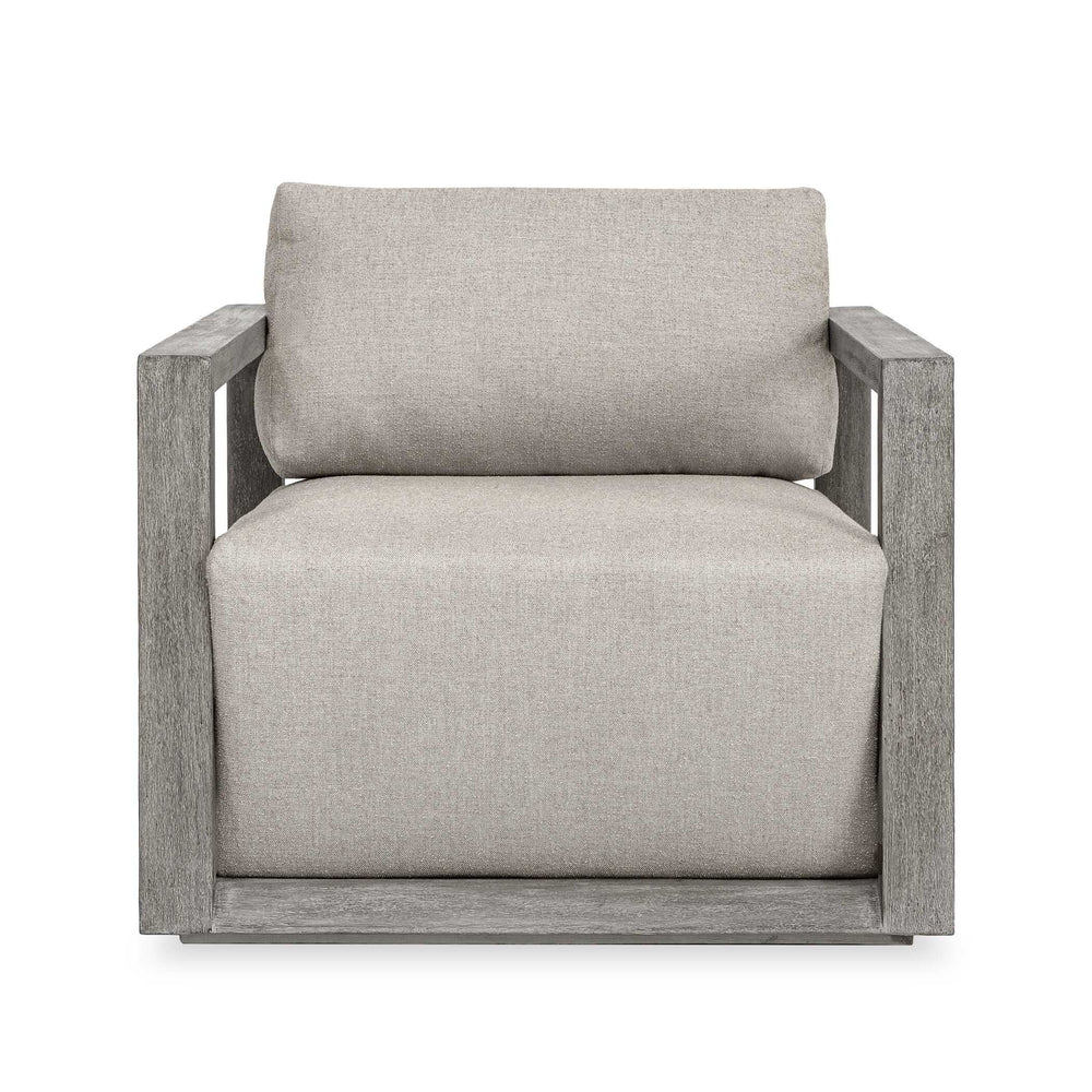 Uttermost Uttermost Remsen Outdoor Lounge Chair with Durable Frame and Plush Cushion for Coastal Living Gray Mahogany Wood And Fabric SUNBRELLA NUANCE DOVE 53149