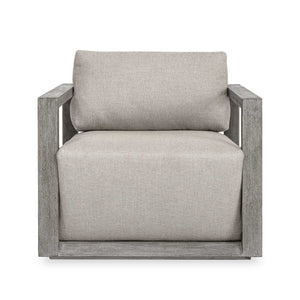 Uttermost Uttermost Remsen Outdoor Lounge Chair with Durable Frame and Plush Cushion for Coastal Living Gray Mahogany Wood And Fabric SUNBRELLA NUANCE DOVE 53149