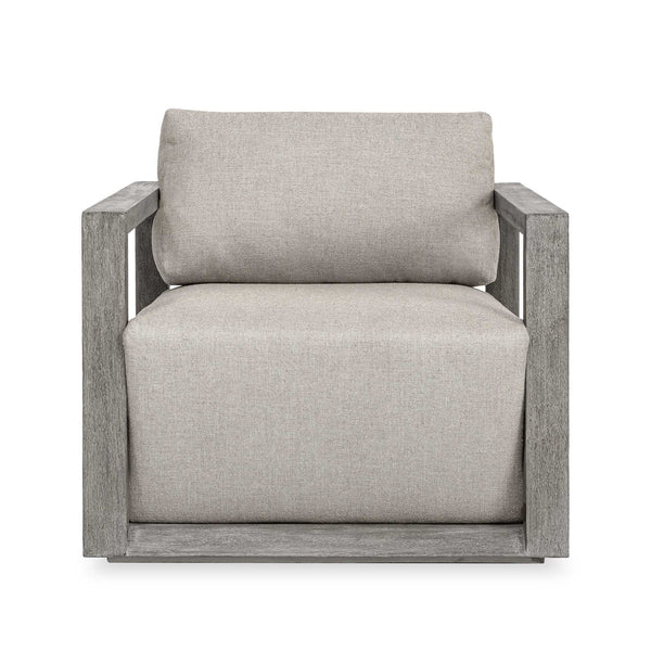 Uttermost Uttermost Remsen Outdoor Lounge Chair with Durable Frame and Plush Cushion for Coastal Living Gray Mahogany Wood And Fabric SUNBRELLA NUANCE DOVE 53149