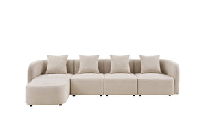English Elm 118" Velvet Modular Sectional with Ottoman Deep Seat Sofa for Living Room W2664S00093
