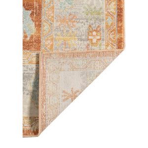 HomeRoots 5' Blue and Orange Floral Area Rug - Stain Resistant, Durable Design for Indoor or Outdoor Spaces Orange 8'9" x 11'9" 531503