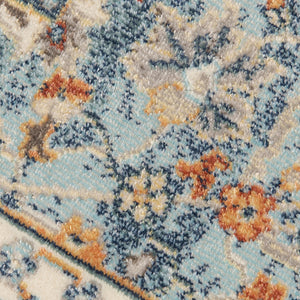 HomeRoots 5' Blue and Orange Floral Area Rug - Stain Resistant, Durable Design for Indoor & Outdoor Spaces Navy 5'1" x 7'6" 531505