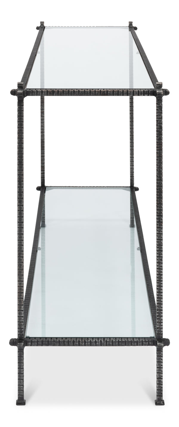 Sarreid Hand Chased Iron Console Table With Glass Top - Elegant, Durable Design For Modern Home Décor Black  53150