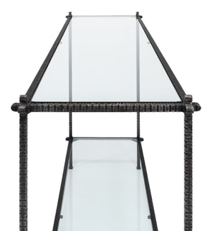 Sarreid Hand Chased Iron Console Table With Glass Top - Elegant, Durable Design For Modern Home Décor Black  53150