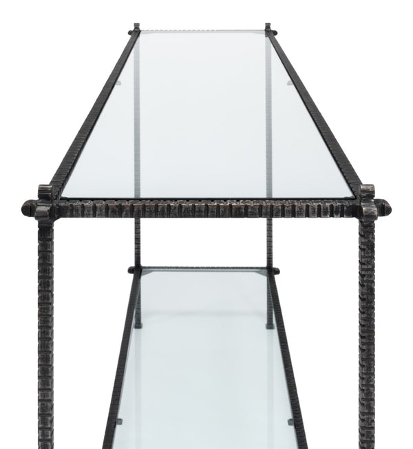 Sarreid Hand Chased Iron Console Table With Glass Top - Elegant, Durable Design For Modern Home Décor Black  53150