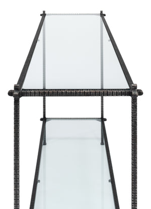 Sarreid Hand Chased Iron Console Table With Glass Top - Elegant, Durable Design For Modern Home Décor Black  53150