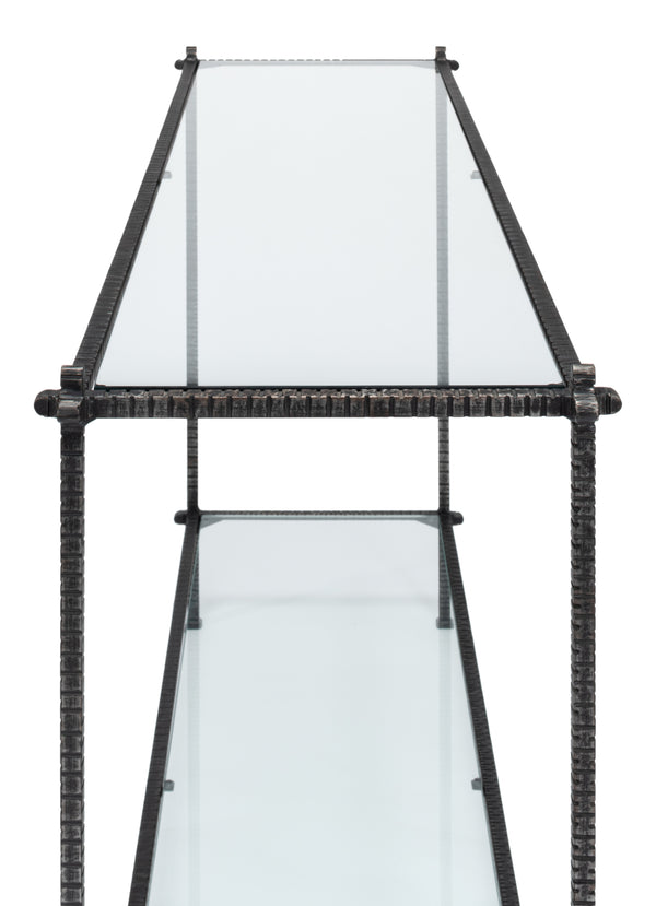 Sarreid Hand Chased Iron Console Table With Glass Top - Elegant, Durable Design For Modern Home Décor Black  53150
