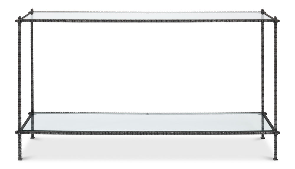 Sarreid Hand Chased Iron Console Table With Glass Top - Elegant, Durable Design For Modern Home Décor Black  53150