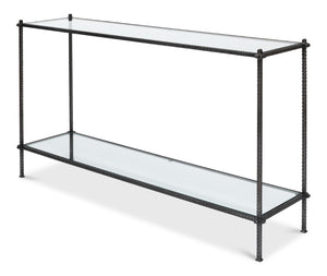 Sarreid Hand Chased Iron Console Table With Glass Top - Elegant, Durable Design For Modern Home Décor Black  53150