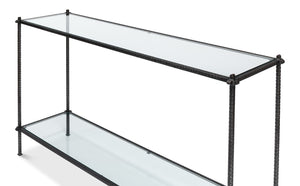Sarreid Hand Chased Iron Console Table With Glass Top - Elegant, Durable Design For Modern Home Décor Black  53150