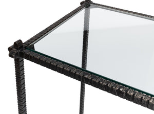 Sarreid Hand Chased Iron Console Table With Glass Top - Elegant, Durable Design For Modern Home Décor Black  53150