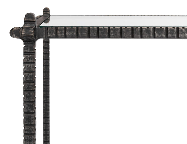 Sarreid Hand Chased Iron Console Table With Glass Top - Elegant, Durable Design For Modern Home Décor Black  53150