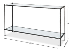 Sarreid Hand Chased Iron Console Table With Glass Top - Elegant, Durable Design For Modern Home Décor Black  53150