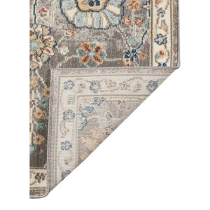 HomeRoots 5' Blue and Orange Floral Area Rug - Stain Resistant, Durable Design for Indoor & Outdoor Spaces Gray 8'9" x 11'9" 531511