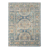 Homeroots 5' X 7' Blue And Orange Floral Medallion Stain Resistant Indoor Outdoor Area Rug Blue Polypropylene 531513