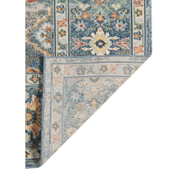 HomeRoots 5' Floral Medallion Area Rug - Vibrant Stain Resistant Design for Indoor & Outdoor Spaces, Durable Style Blue 5'1" x 7'6" 531513