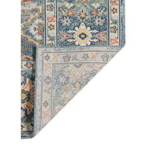 HomeRoots 5' Floral Medallion Area Rug - Vibrant Stain Resistant Design for Indoor & Outdoor Spaces, Durable Style Blue 7'9" x 9'9" 531514