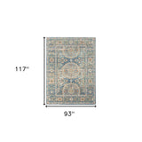 Homeroots 8' X 10' Blue And Orange Floral Medallion Stain Resistant Indoor Outdoor Area Rug Blue Polypropylene 531514