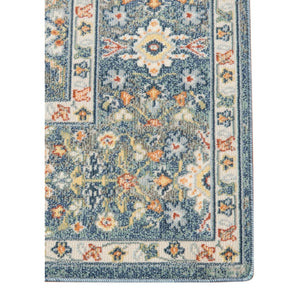 HomeRoots 5' Floral Medallion Area Rug - Vibrant Stain Resistant Design for Indoor & Outdoor Spaces, Durable Style Blue 8'9" x 11'9" 531515