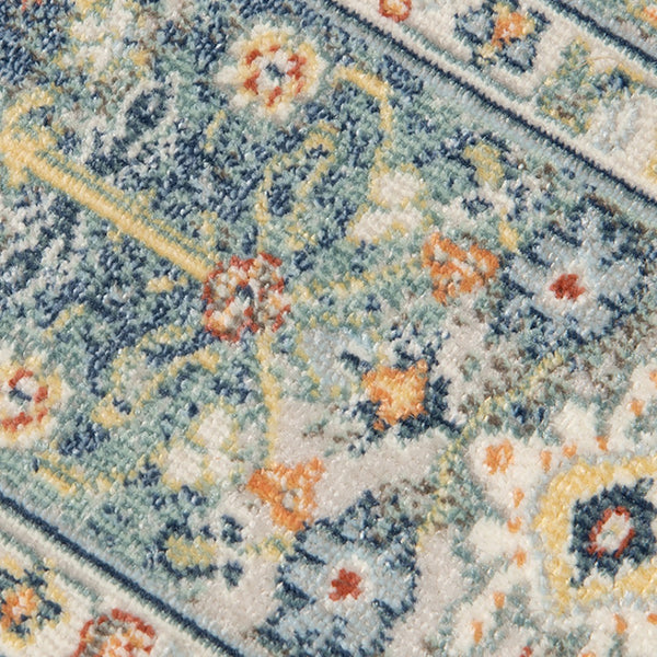 HomeRoots 5' Floral Medallion Area Rug - Vibrant Stain Resistant Design for Indoor & Outdoor Spaces, Durable Style Blue 8'9" x 11'9" 531515