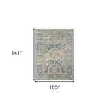 Homeroots 9' X 12' Blue And Orange Floral Medallion Stain Resistant Indoor Outdoor Area Rug Blue Polypropylene 531515