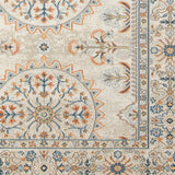 Homeroots 5' X 7' Blue And Orange Medallion Stain Resistant Indoor Outdoor Area Rug Beige,Orange Polypropylene 531517