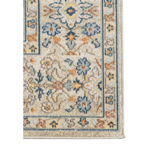 HomeRoots 5' Floral Medallion Area Rug - Vibrant Stain Resistant Design for Indoor & Outdoor Spaces, Durable Style Beige/Orange 5'1" x 7'6" 531517