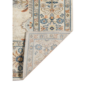 HomeRoots 5' Floral Medallion Area Rug - Vibrant Stain Resistant Design for Indoor & Outdoor Spaces, Durable Style Beige/Orange 5'1" x 7'6" 531517