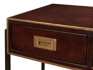 Sarreid Old Brown Leather Desk - Vintage Charm With Iron Frame And Worn Finish - Perfect For Home Office Style Brown  53151