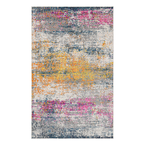 Homeroots 8' Pink And Orange Abstract Power Loom Runner Rug  Polypropylene 531521