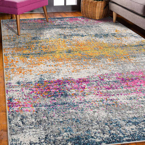 Homeroots 8' Pink And Orange Abstract Power Loom Runner Rug  Polypropylene 531521