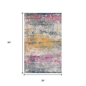 Homeroots 3' X 5' Pink And Orange Abstract Power Loom Area Rug  Polypropylene 531522