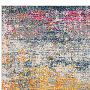 Homeroots 3' X 5' Pink And Orange Abstract Power Loom Area Rug  Polypropylene 531522