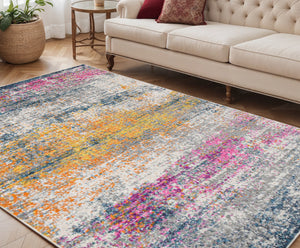 Homeroots 5' X 7' Pink And Orange Abstract Power Loom Area Rug  Polypropylene 531523