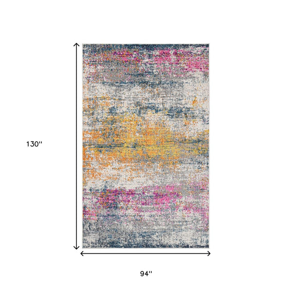 Homeroots 8' X 11' Pink And Orange Abstract Power Loom Area Rug  Polypropylene 531524