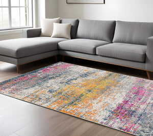 Homeroots 8' X 11' Pink And Orange Abstract Power Loom Area Rug  Polypropylene 531524